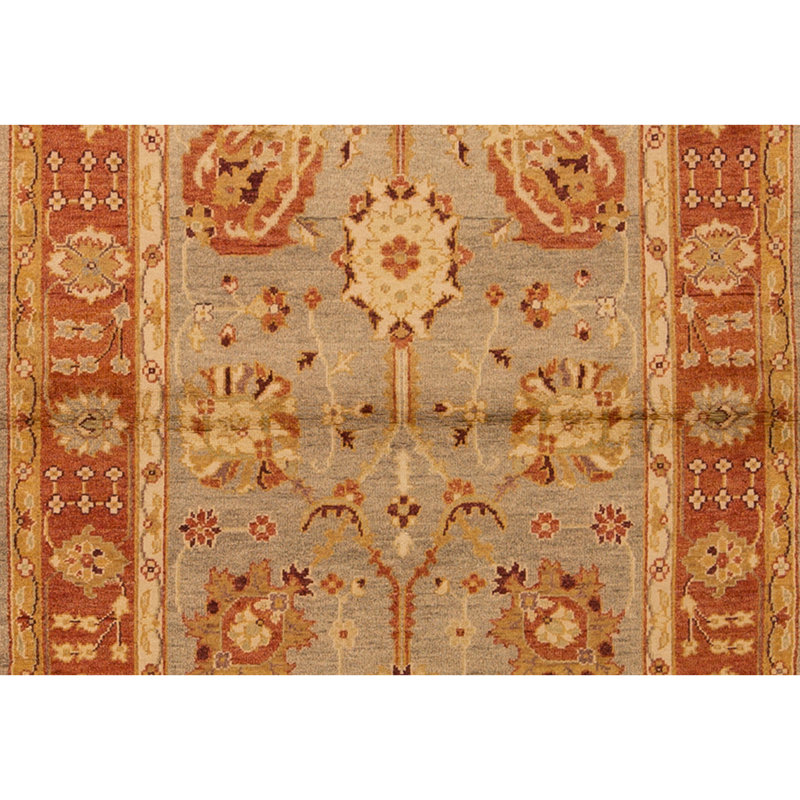 Tapis gris et ambre noué à la main de haute qualité