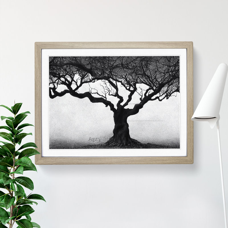 Shimmering Trees - Framed Print, 34cm H x 46cm W x 2cm D, Oak