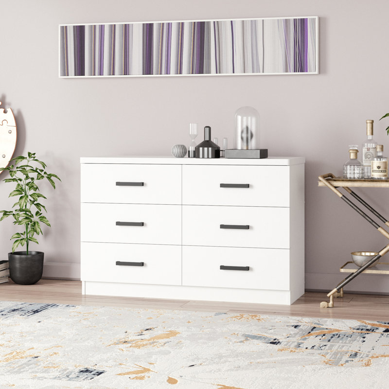 Barstis 6 Drawers Dresser Spacious Drawers, White