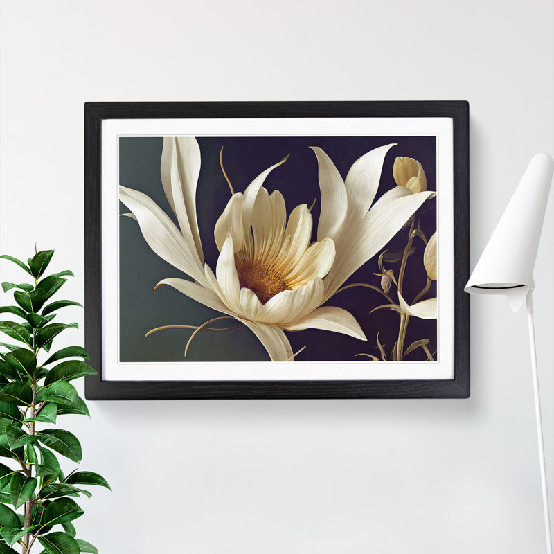 Enviable Flower - Single Picture Frame Print, Black, 46cm H x 64cm W
