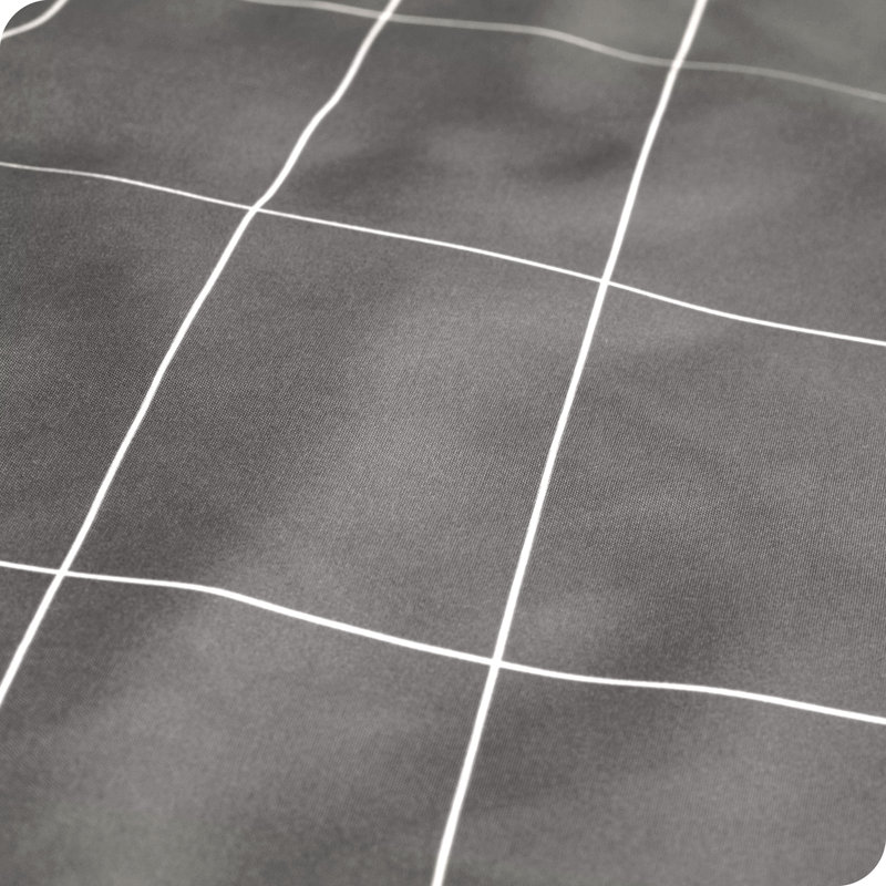 Queen Grid Grey/White Microfiber Deep Pocket Sheet Set