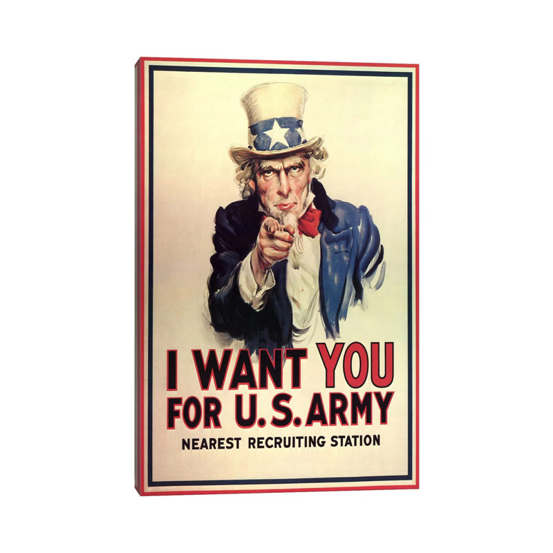 Uncle Sam: I Want You! Vintage Poster, J. M. Flagg by J. M. Flagg - Wrapped Canvas Print, 152.5 cm H x 101.5 cm W