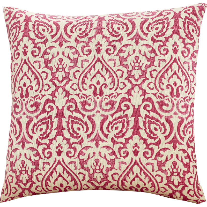 Godines Cotton Damask Throw Pillow, Pink