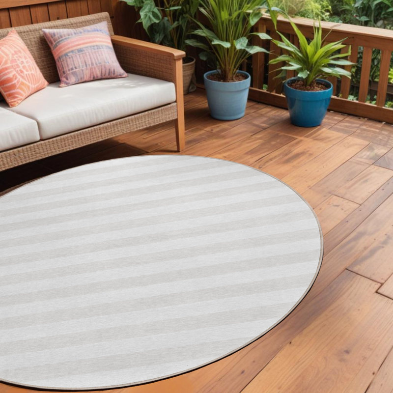 Tapis intérieur lavable rayé ivoire 8 pi x 8 pi