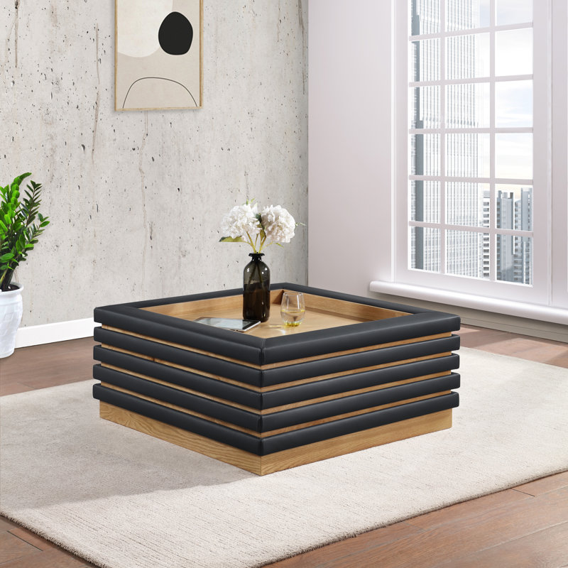 Rory Solid Coffee Table, 16" H x 39" L x 39" D, Black