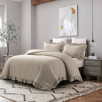 Linen Blend Farmhouse Duvet Cover Set