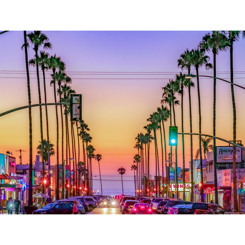 Newport Avenue, Ocean Beach Sunset Print by Brian Mc Clean, Wrapped Canvas, 24" H x 32" W x 1.5" D