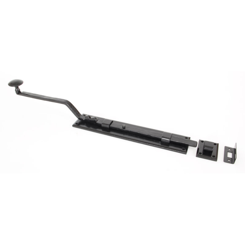 French Pewter Door Bolt, 43.5cm H x 4.7cm W x 7.2cm D, Black