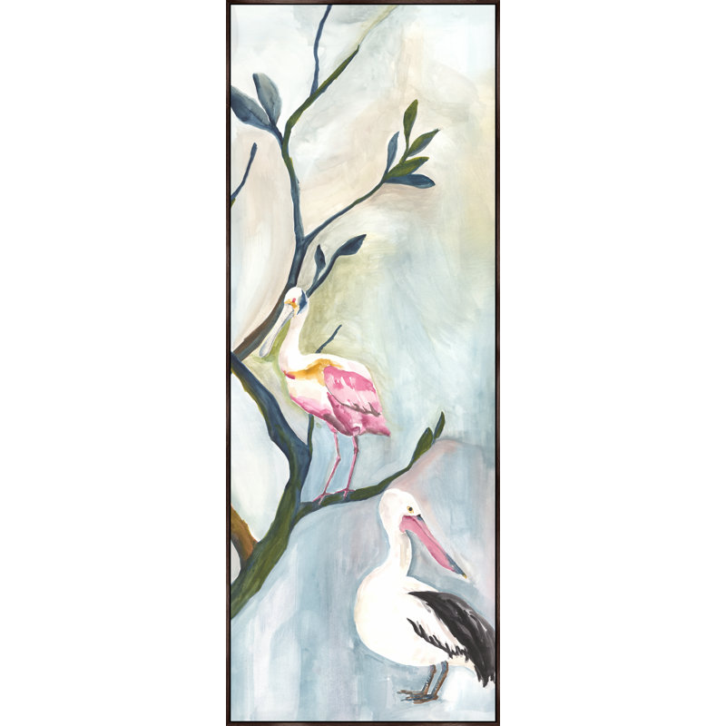 «Morning Meeting I» par Bella Lane - peinture sur toile, H 109,5 po x l 41,5 po, Image gel brossé