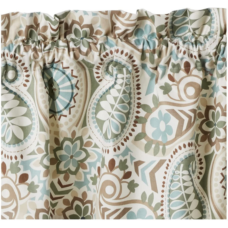 Latte Paisley Print Cotton Blend Rod Pocket Valance