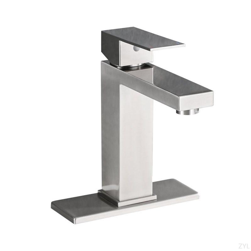 Bathroom Faucet Single Hole, Single Handle Stainless Steel Faucet For Bathroom Sink With Deckplate And Drain Assembly