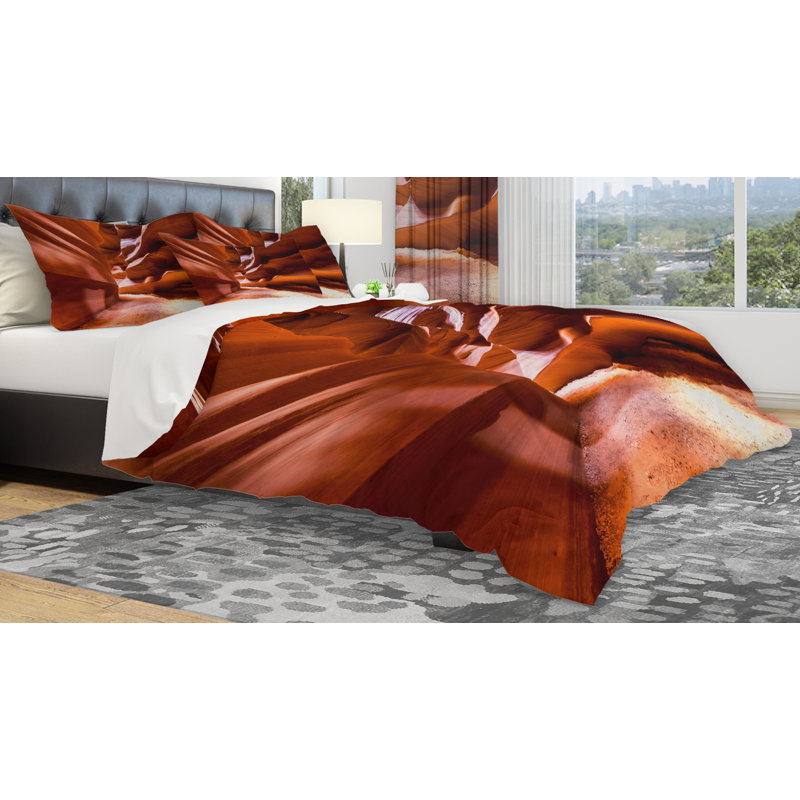 Ensemble de housse de couette designart souffle antilope canyon, Housse de couette grand + 2 taies décoratives
