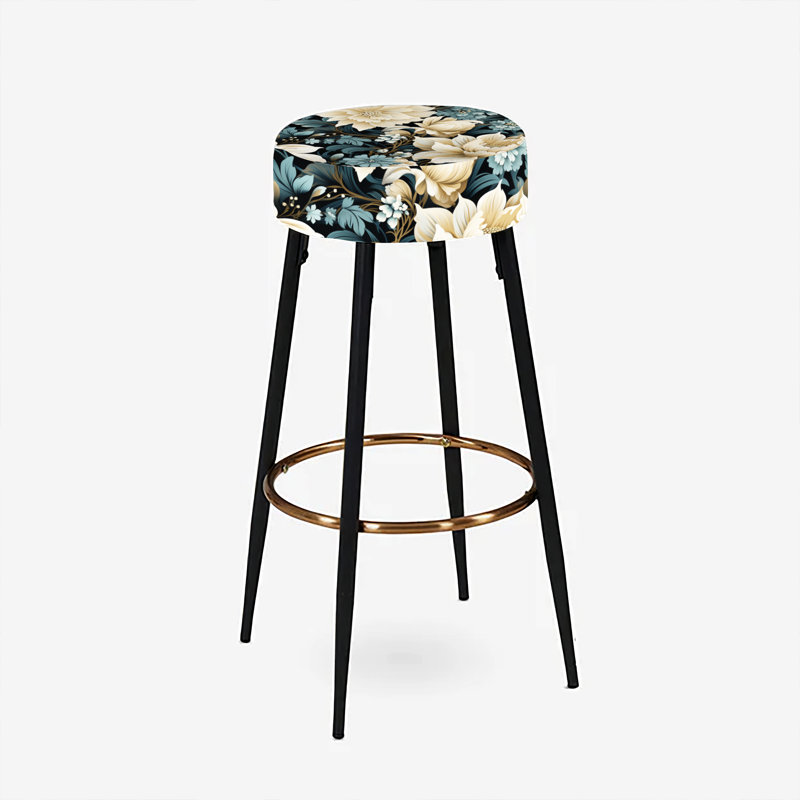 Ensemble de 2 tabourets de bar blancs et bleus Symphony Of Petal Gardens