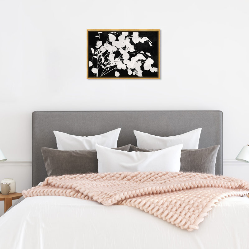 «Foliage Silhouettes Opposite», impression sur toile tendue, 16 po x 24 po, Cadre flottant doré