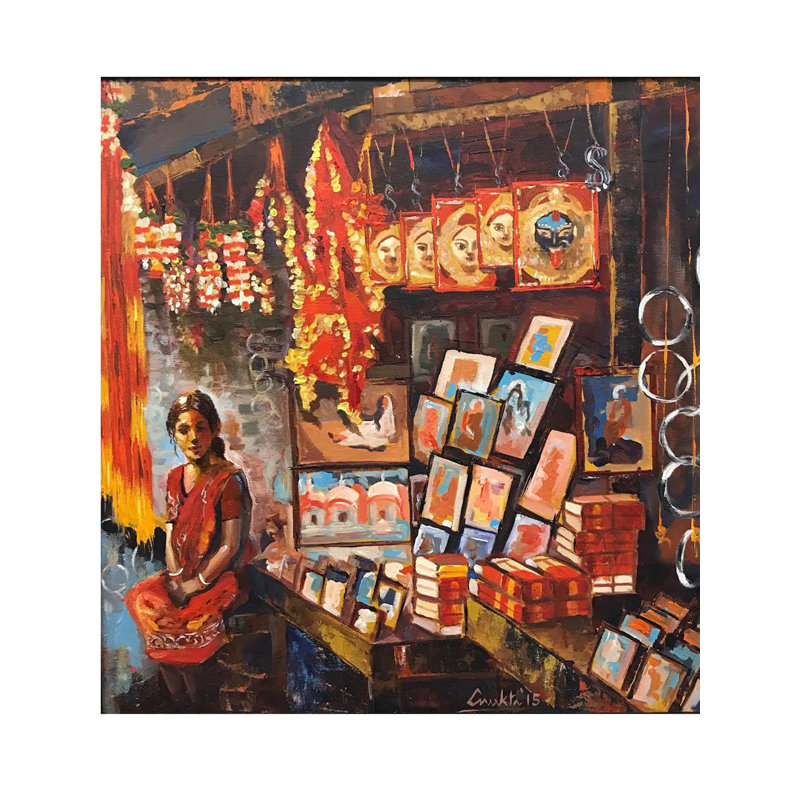 Kalighaat, peinture acrylique sur toile | Par Anukta Mukherjee Ghosh