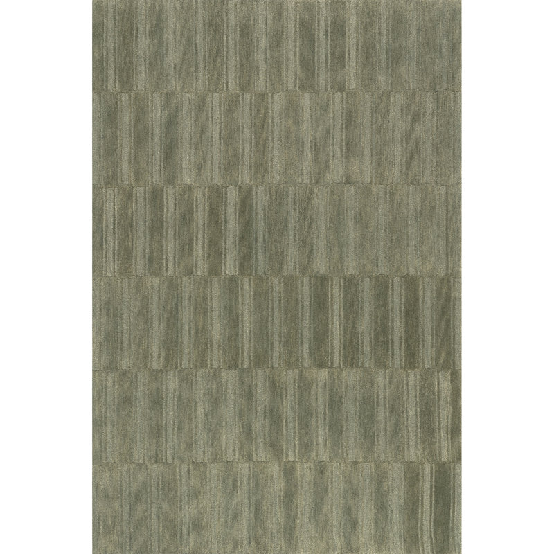 Olive Green Handmade Wool Tufted 6' x 9' Area Rug