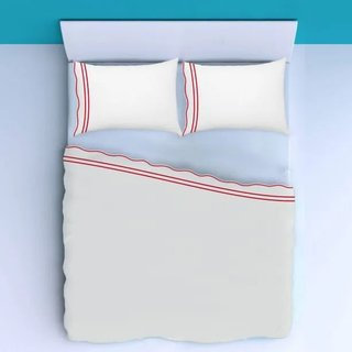 400TC Wavy Embroidery & Border Cotton Sateen Solid Cotton 4 Piece Sheet Set Fitted Sheet Fits Upto 16" Deep Pocket