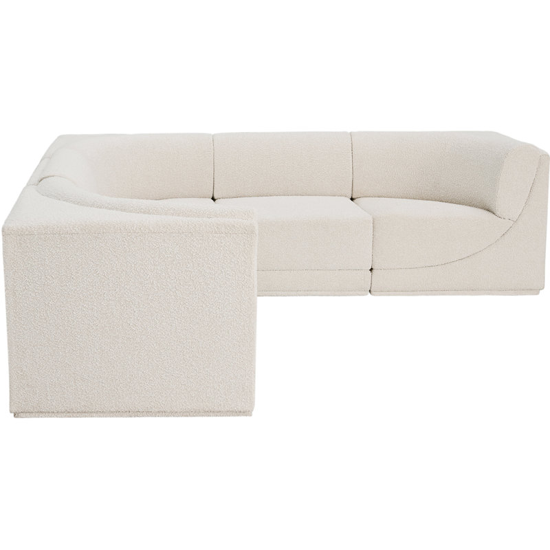 Canapé modulaire rembourré 5 pièces Ollie, Tissu crème bouclé
