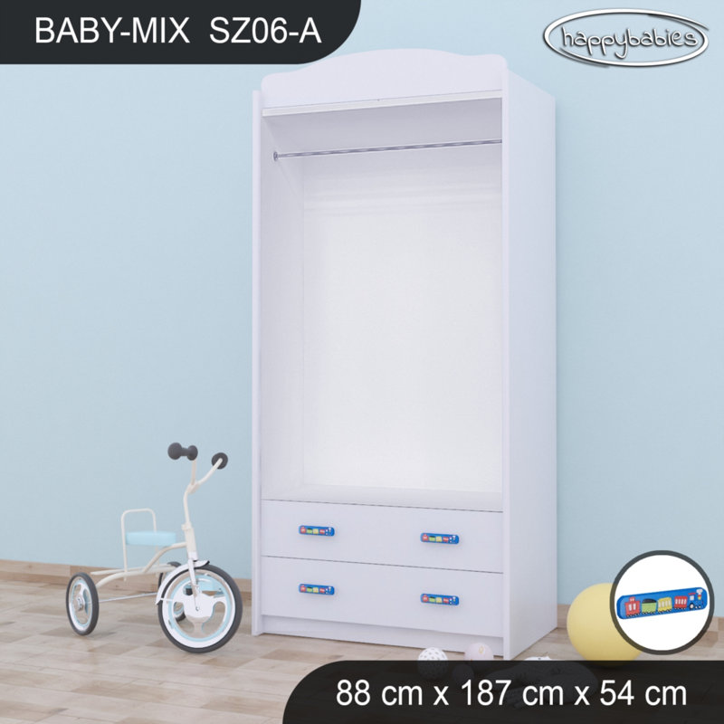 2 Door Wardrobe, White/Blue