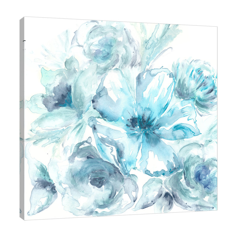 Watercolor Blues - Wrapped Canvas Painting, 30 cm H x 30 cm W