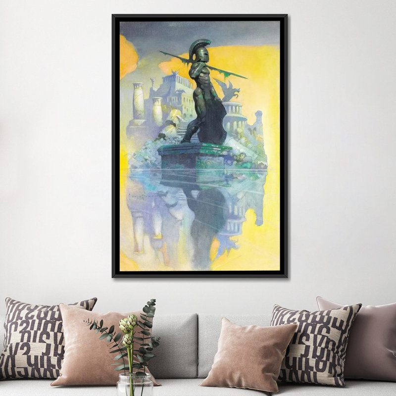 « Atlantis » par Frank Frazer-impression, Pas de tapis, Toile avec cadre noir, H 60 po x l 40po x P 1,5 po