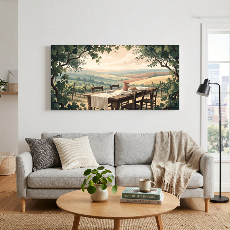 Ensemble de 1 toile murale « Vignoble Dining », 32“W x 16”H, Wrapped Canvas