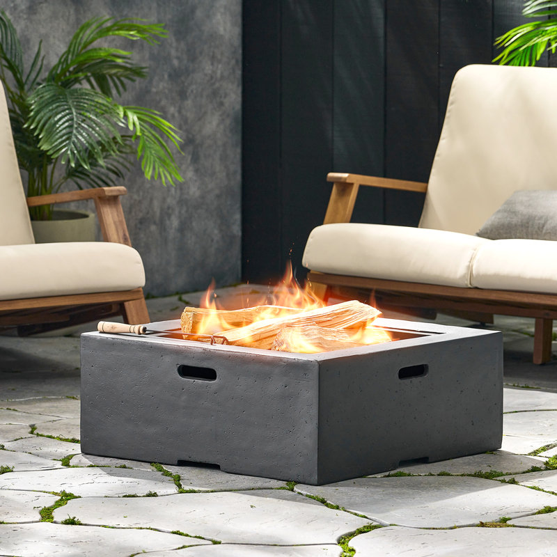Outdoor 29" Square MgO Wood- Burning Fire Pit