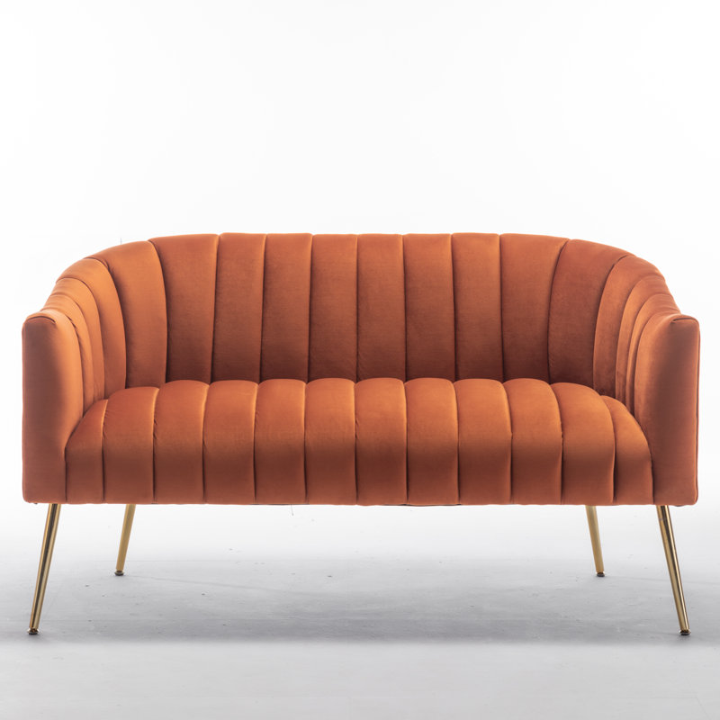 Causeuse à accoudoirs encastrés 50,6 po Murrow, Velours orange