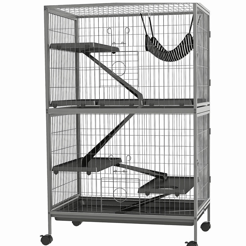 Pet Habitat,Pet House,Rolling Small Animal Cage, Black