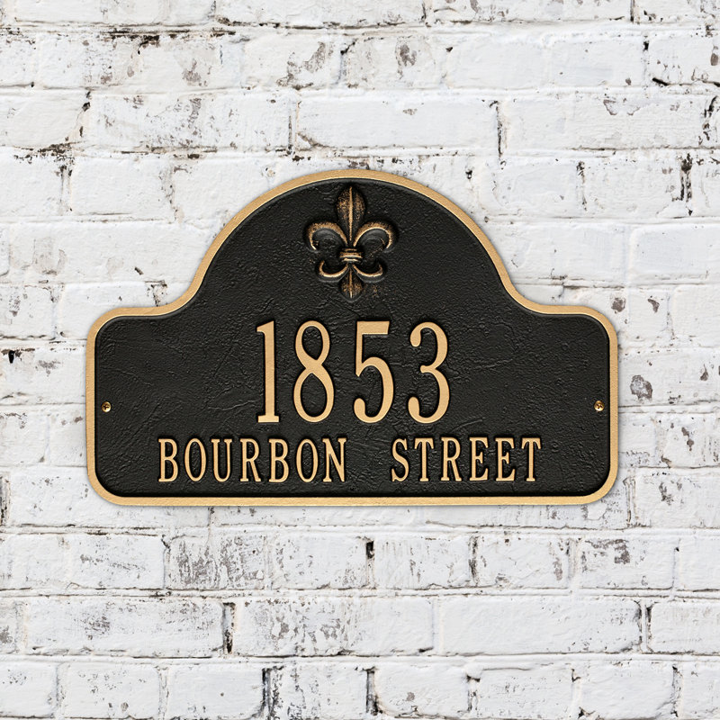 Lexy 2-Line Wall Address Plaque, Black/Gold, Yes