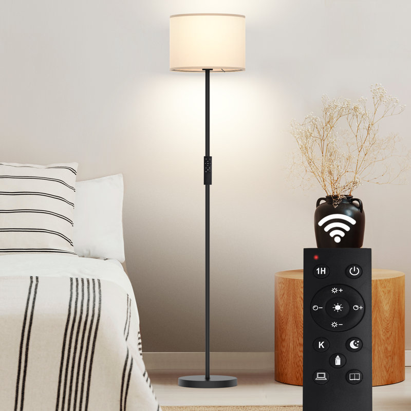 Hongyu 61.5'' Traditional Floor Lamp with Remote Control and Bulb Included, White
