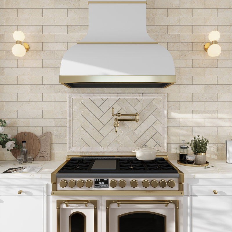 4" X 12" Honed Subway Marble Tile, Beige/White
