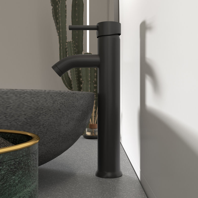Robinet de salle de bain vasque avec ensemble de drain, Noir mat