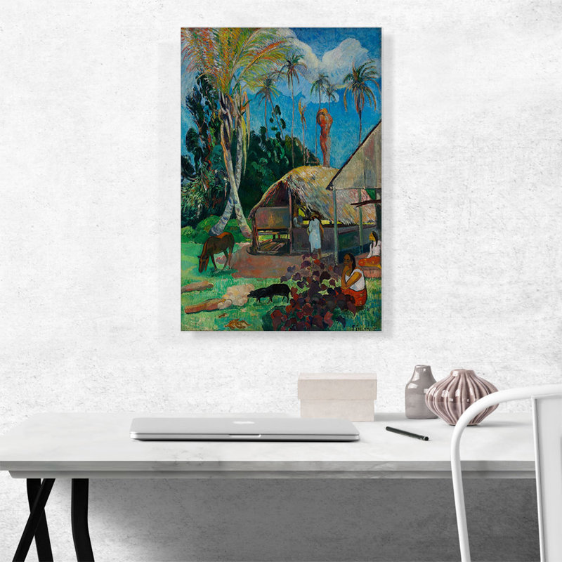 " The Black Pigs " by Paul Gauguin Painting Print, 26" H x 18" W x 0.75" D