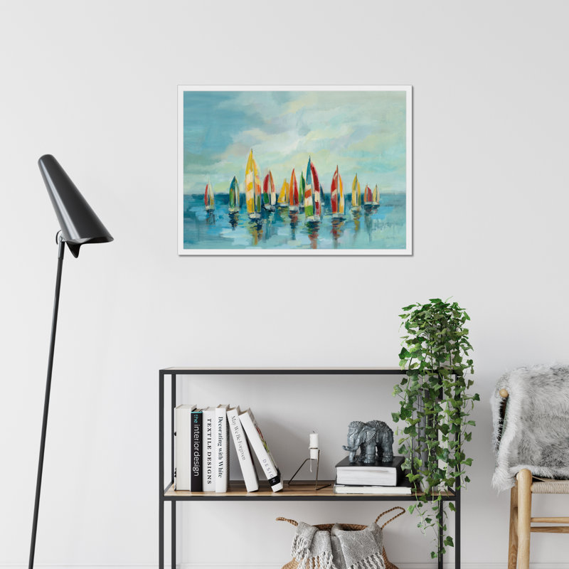 Regatta by Silvia Vassileva - Painting, 34cm H x 50cm W, White Framed Paper Print