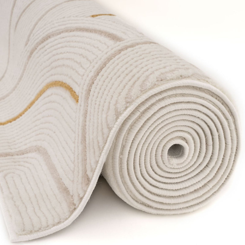 Carmel Modern Arc Cream/Gold Area Rug, Rectangle 160 x 230 cm