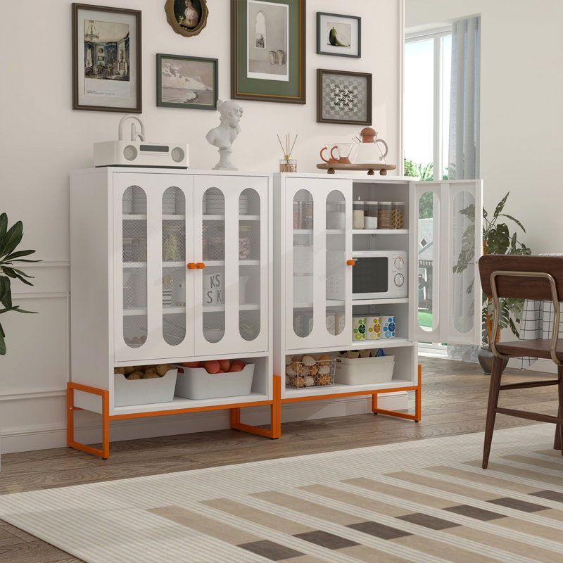 Armoire à chaussures moderne à double porte minimaliste avec portes réglables en maille et armoire de rangement à haut pied creux, compatible avec les aspirateurs robotiques