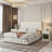 Color: Gray Bed+ Gray Nightstands 4-Drawer PU Storage 3-Piece Bedroom Set-1880304826-1912064863