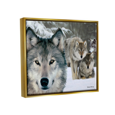 au-866-Framed " Wild Wolves Snowy Winter Landscape " Color Photography Print