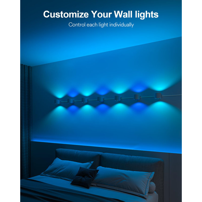 Appliques murales intelligentes 18,4 pi avec 14 lumières DEL RVBAICW réglables Lumary, lumières murales Wi-Fi intérieures pour la décoration de chambre, compatibles avec Alexa / Google Assistant