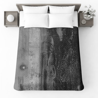 Monochrome Textured Abstract Quilted Bedspread All Sizes
