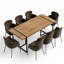 Ensemble de table de salle à manger rectangulaire 79 po avec 8 fauteuils à dossier double rembourrés 79 po-322342179