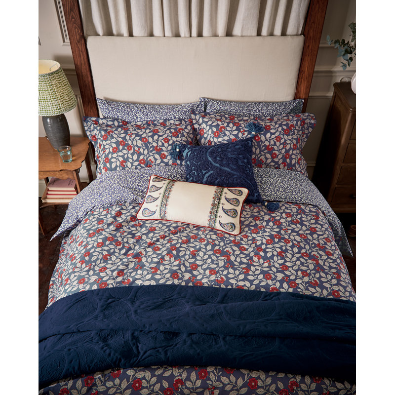 Grove Floral Cotton Duvet Cover Set, King Size Duvet Cover + 2 Pillowcases