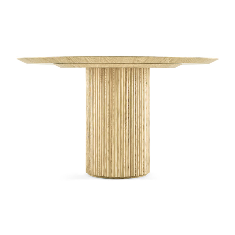 Table de salle à manger ronde en bois naturel cannelé Piper