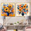 Boho jaune tournesol élégant I - ensemble d'art mural en toile tournesol