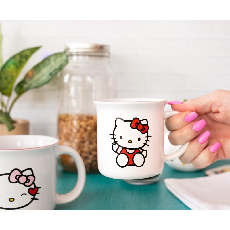 Ensemble de 2 tasses de camping en céramique Hello Kitty, 9 et 16 onces