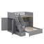 Lit simple superposé simple avec marches de rangement, garde-robe, ports USB et éclairage intégré-319897582