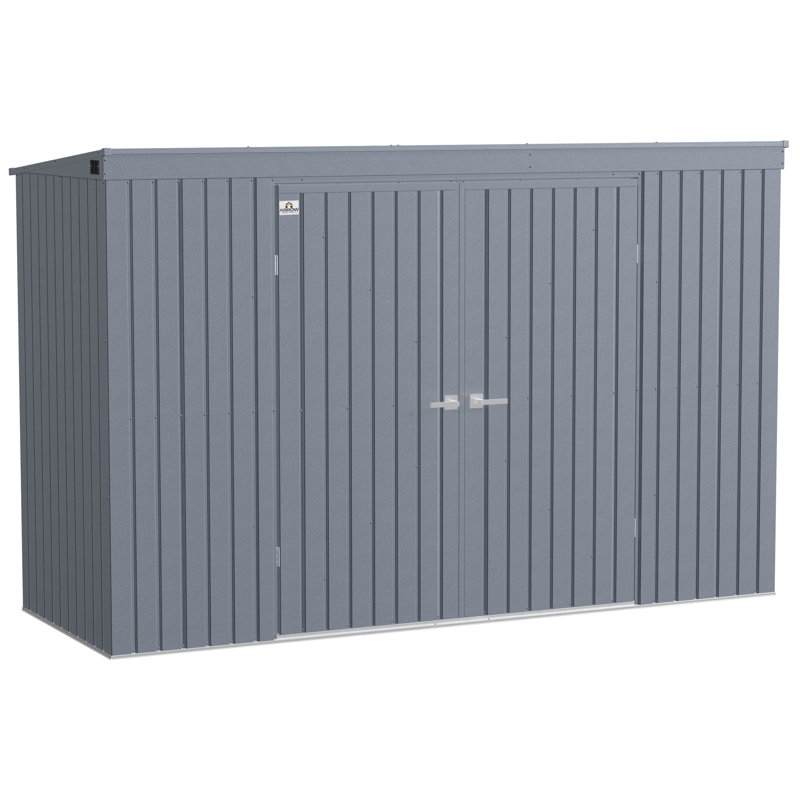 Anthracite Galvanized Steel 10-ft x 4-ft Storage Shed Kit