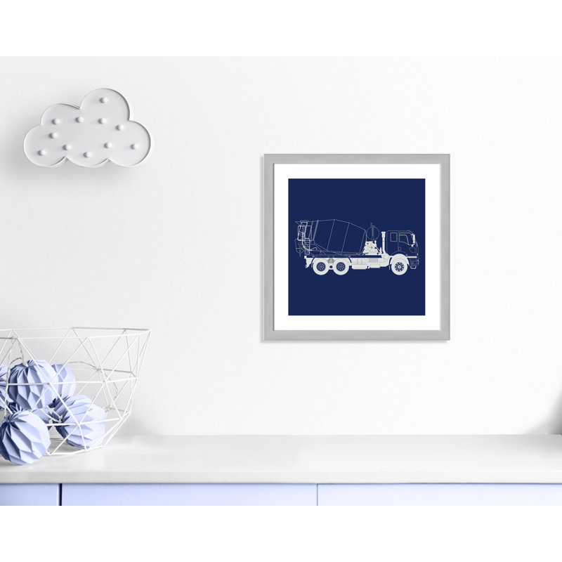 Camions Camions 1, art encadré, H 22,5 po x l 22,5 po x P 0,6 po, Encadré plat argent