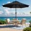 Parasol de marché à manivelle et inclinaison 9 pi Jaenis avec auvent résistant aux intempéries pour cour et terrasse-998523887